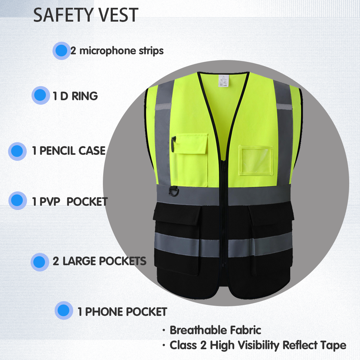 Custom Class 2 high visibility reflective tape vest
