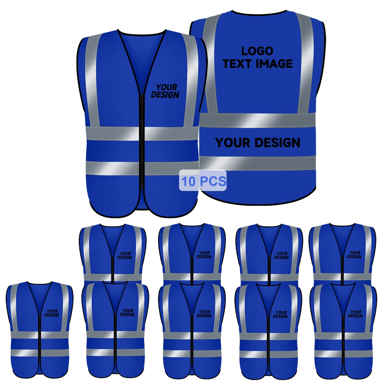 Custom Hi Vis Safety Vest with Logo Non-Pocket and Zipper Class 2 Reflective Personalize Safety Vest (SF018)