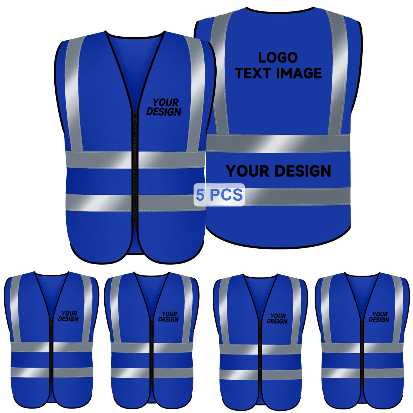 Custom Hi Vis Safety Vest with Logo Non-Pocket and Zipper Class 2 Reflective Personalize Safety Vest (SF018)