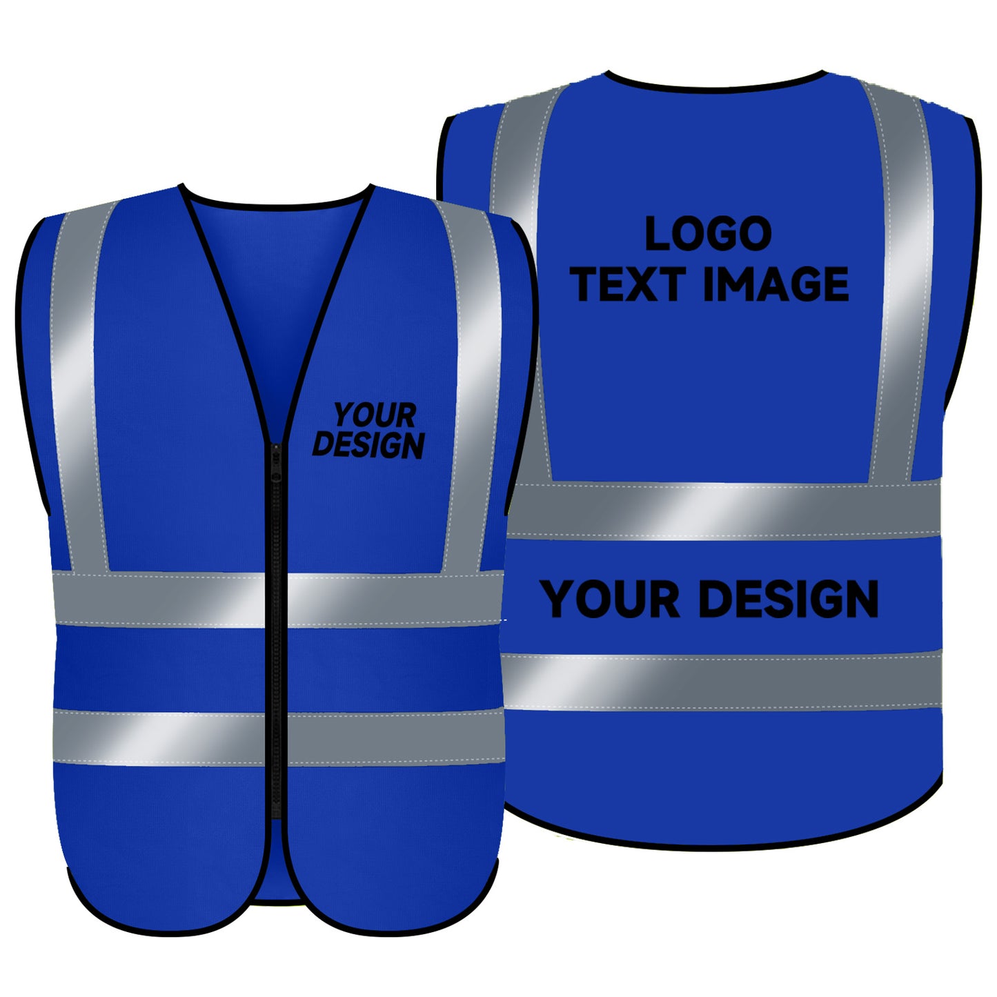 Custom Hi Vis Safety Vest with Logo Non-Pocket and Zipper Class 2 Reflective Personalize Safety Vest (SF018)