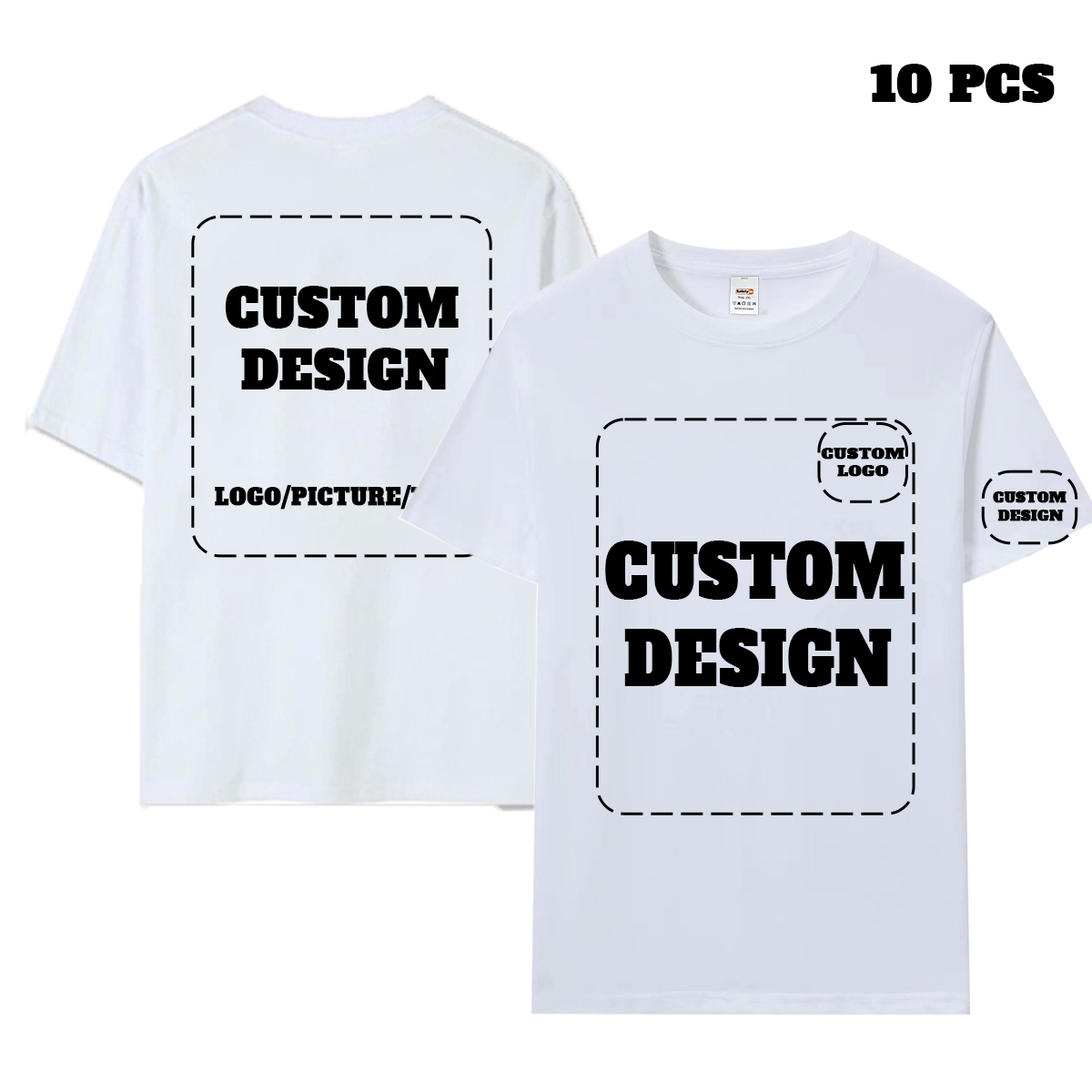 Custom T Shirt 100% Cotton Black/White Shirt Printed Company LOGO