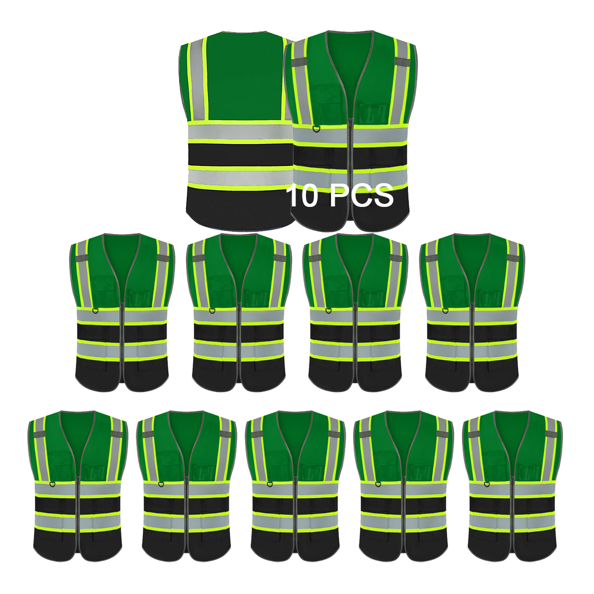 10pack green and black outdoor custom printed vest