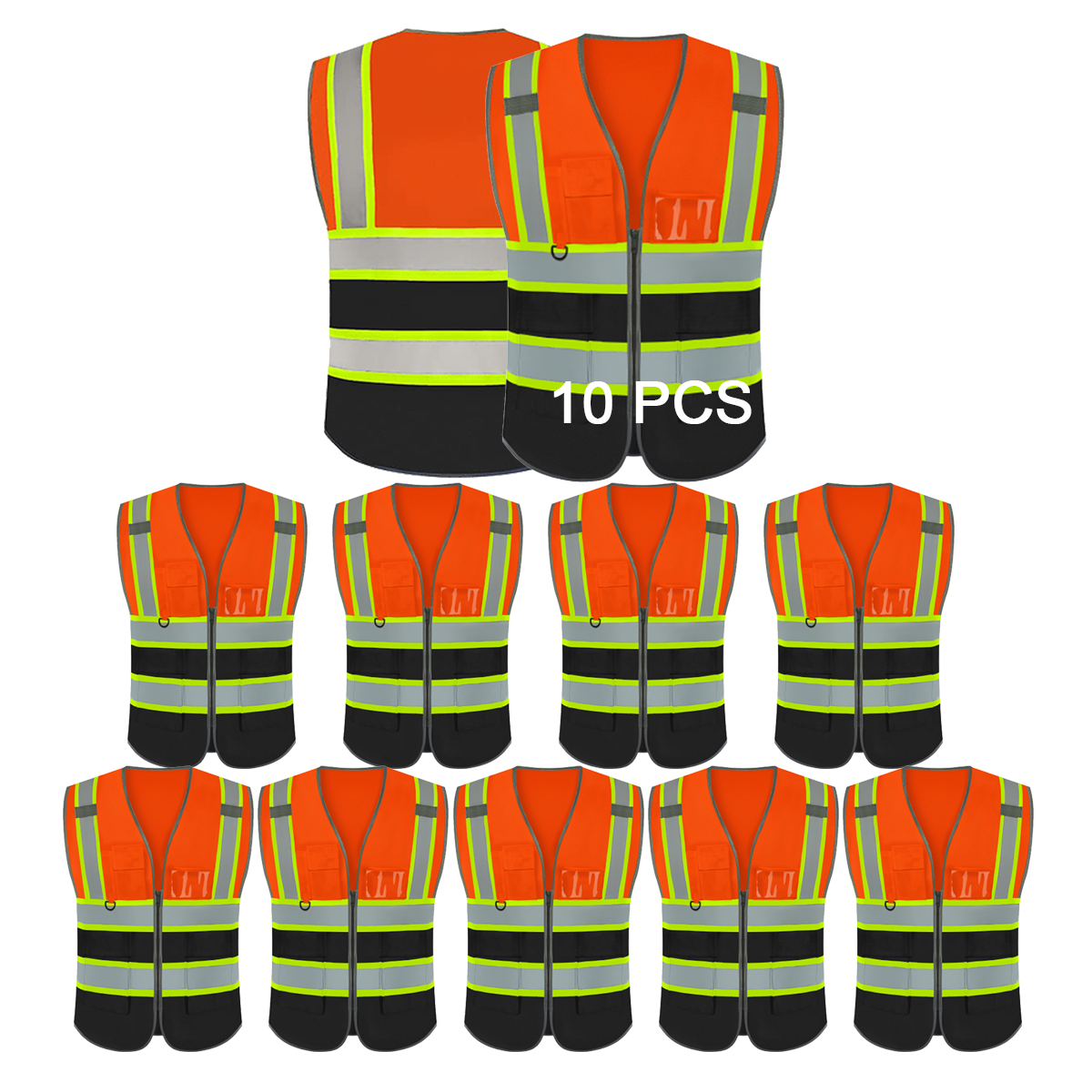 10PCS orange and black custom high vis vest