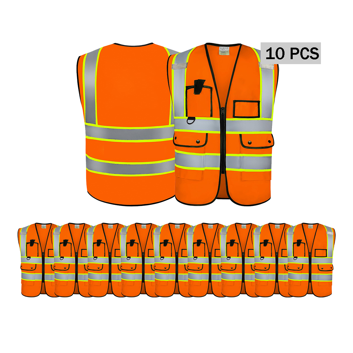 10pcs custom orange hi visibility vest