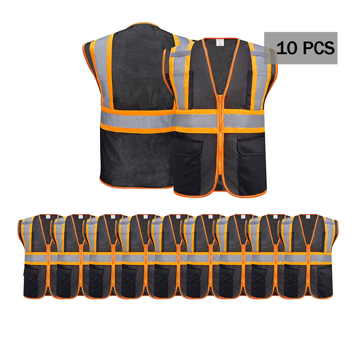 10 pack mesh custom reflective vest