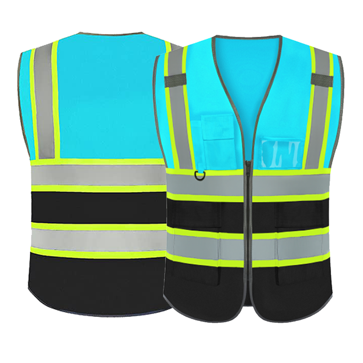 blue and black custom safety vest