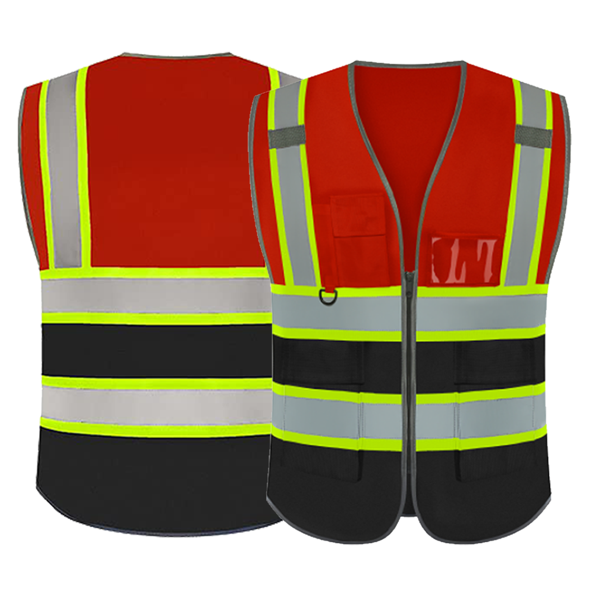 red and black custom safety vest