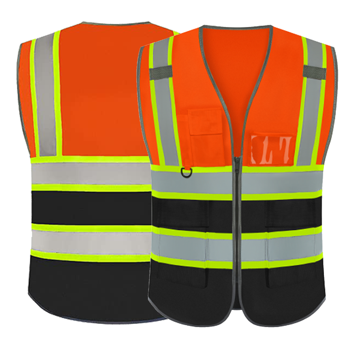 orange and black custom safety vest