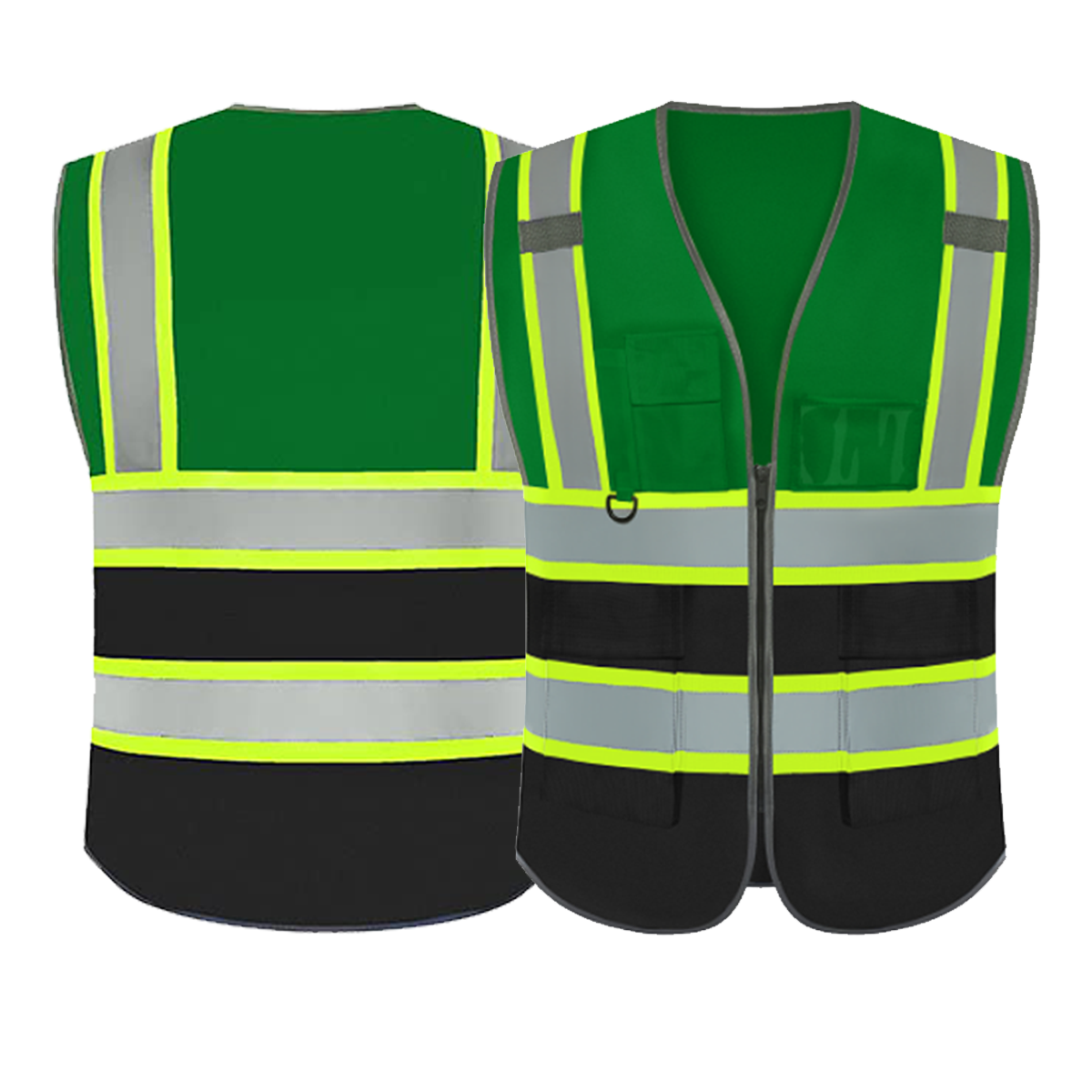 Green and black custom safety vest