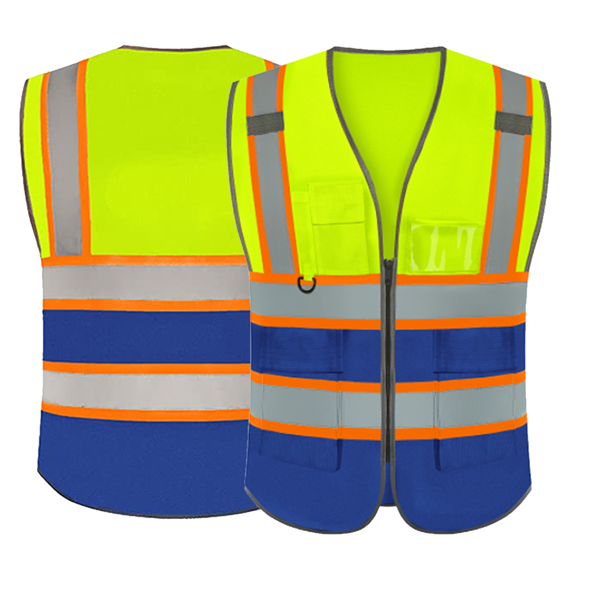 yellow and blue custom safety vest