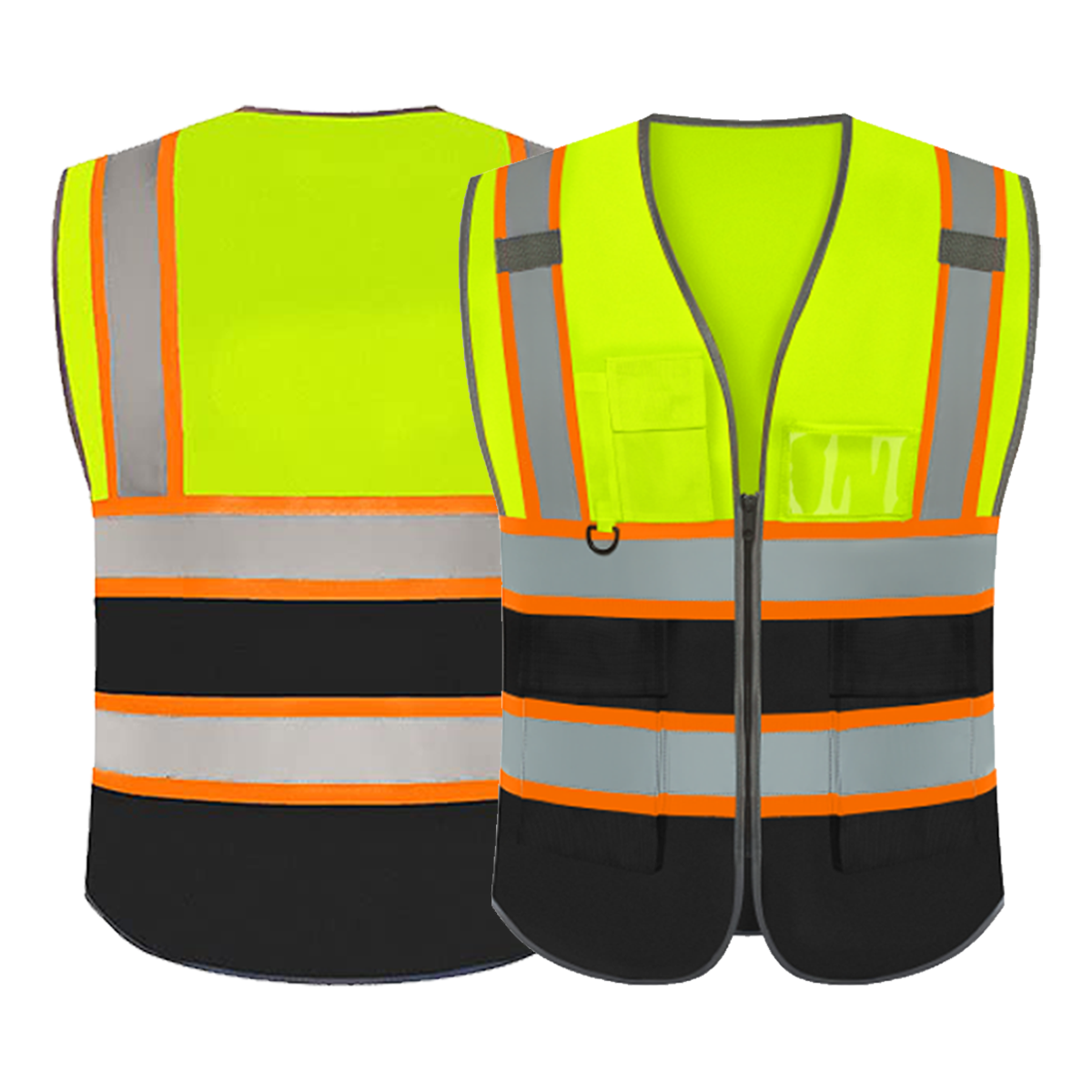 yellow and black custom safety vest