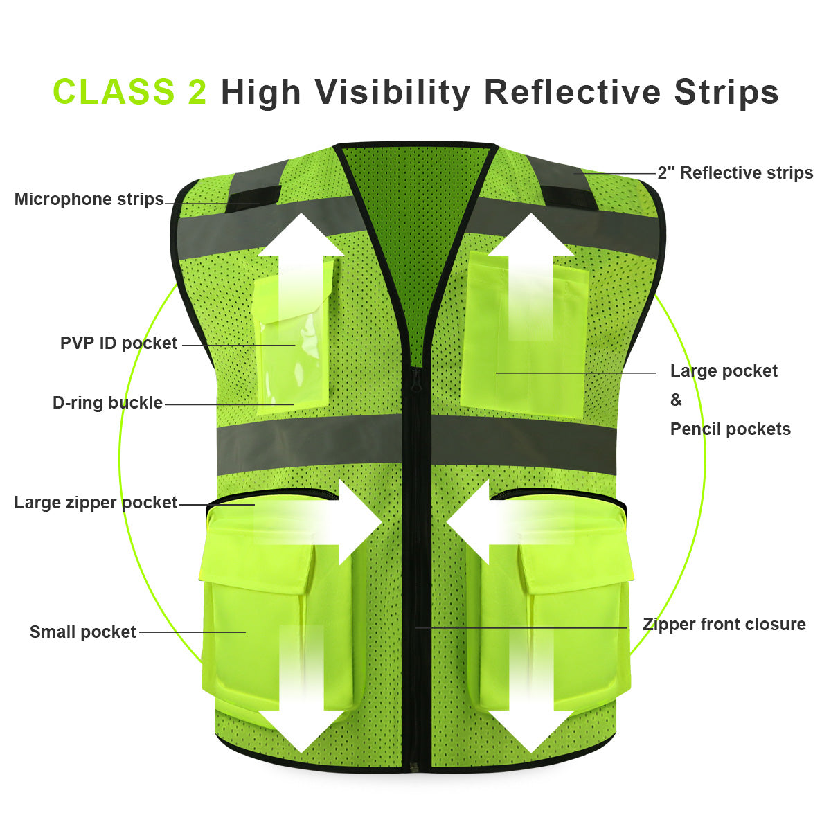 custom company security vest safety vest logo customizable safety vest with zipper