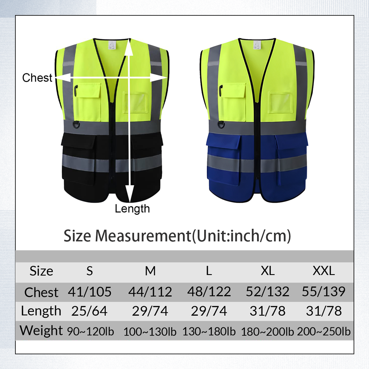 size measurement about Custom vest