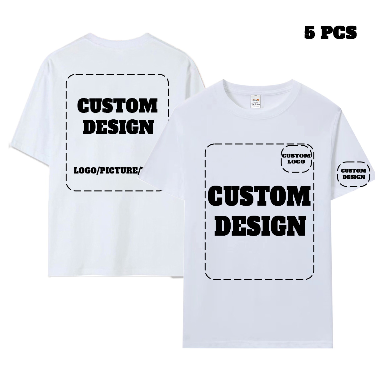 Custom T Shirt 100% Cotton Black/White Shirt Printed Company LOGO