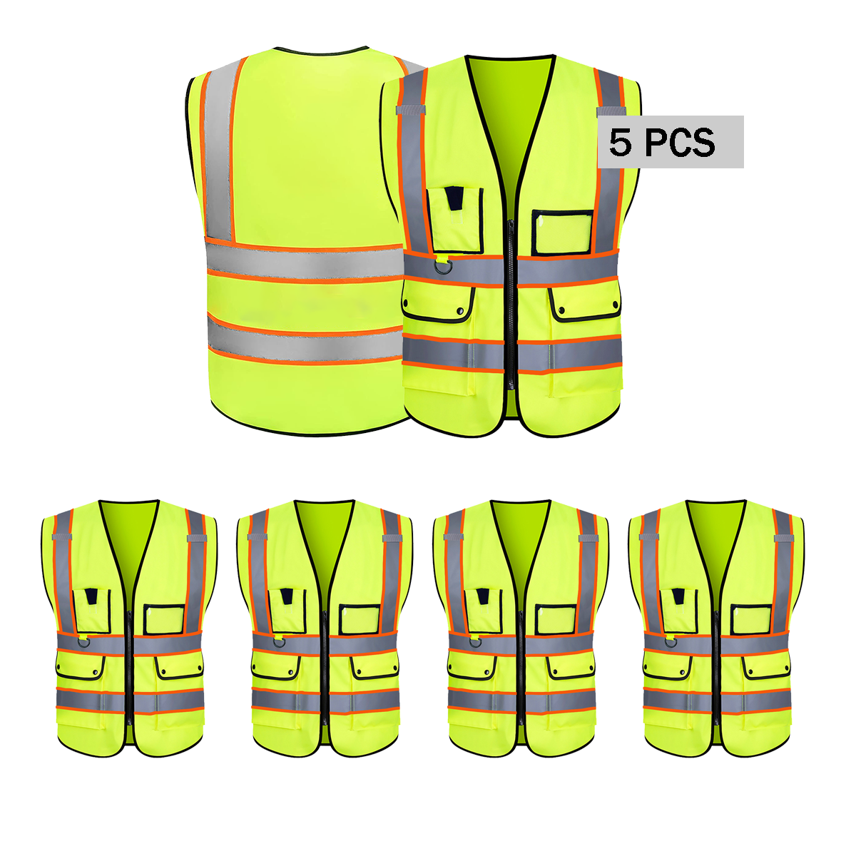 5pcs yellow safety vest custom