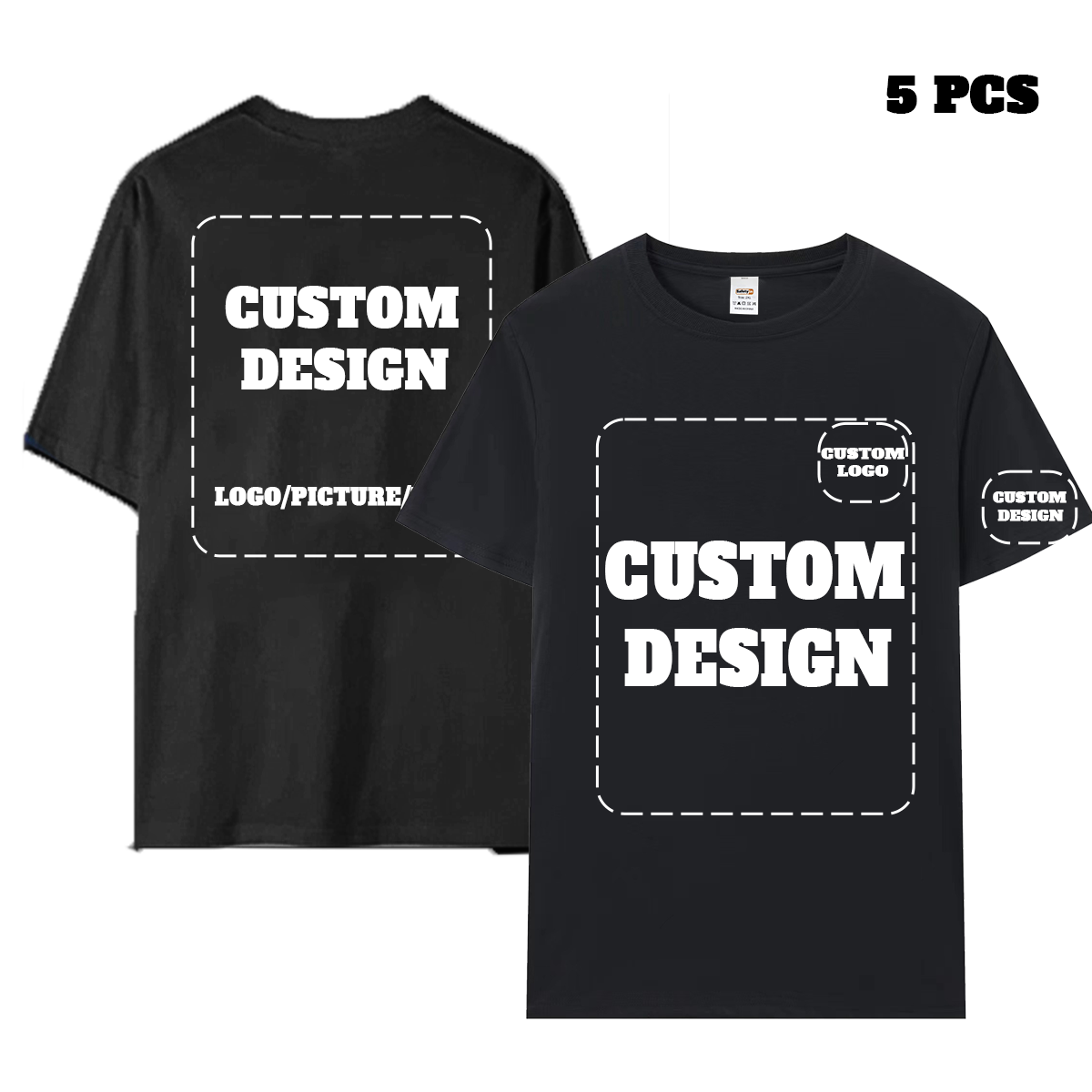 Custom T Shirt 100% Cotton Black/White Shirt Printed Company LOGO