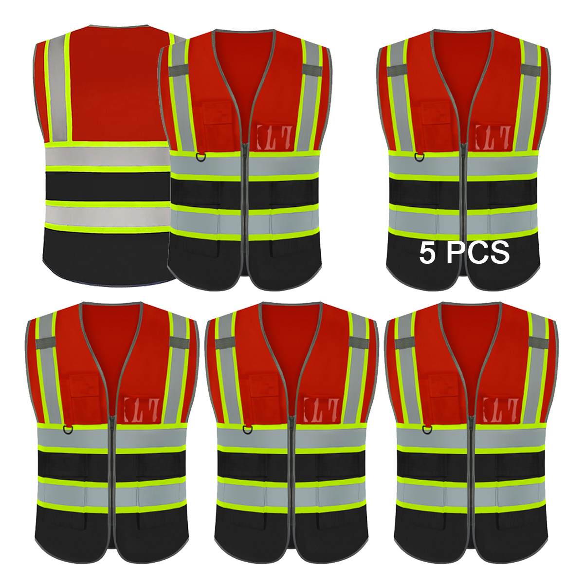 red and black with yellow edge custom reflective vest