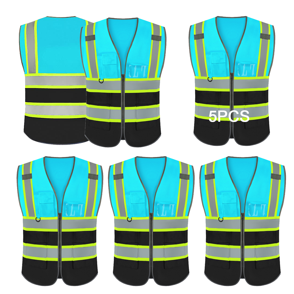 blue and black with yellow edge safety vest custom