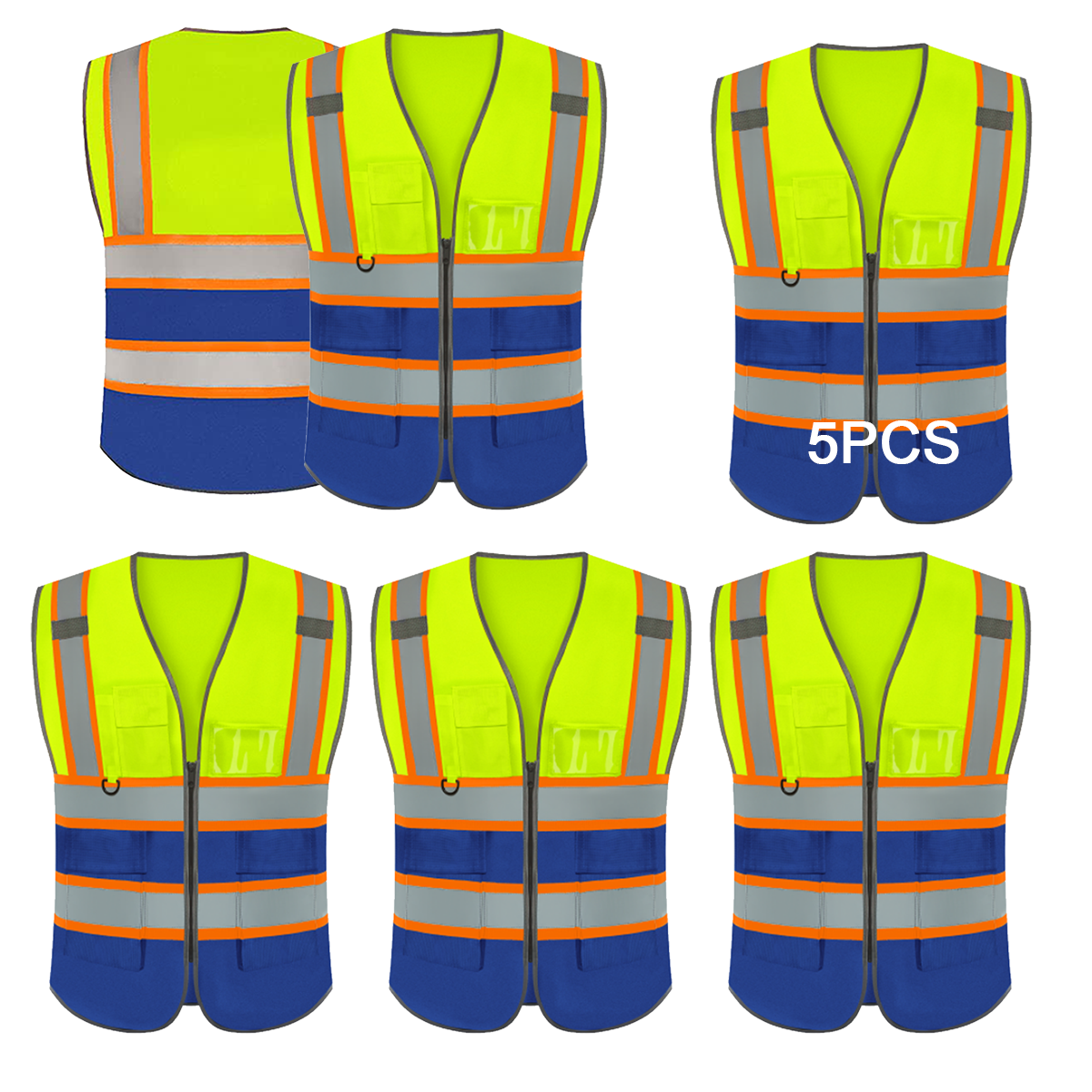yellow and blue with orange edge safety vest cutsom