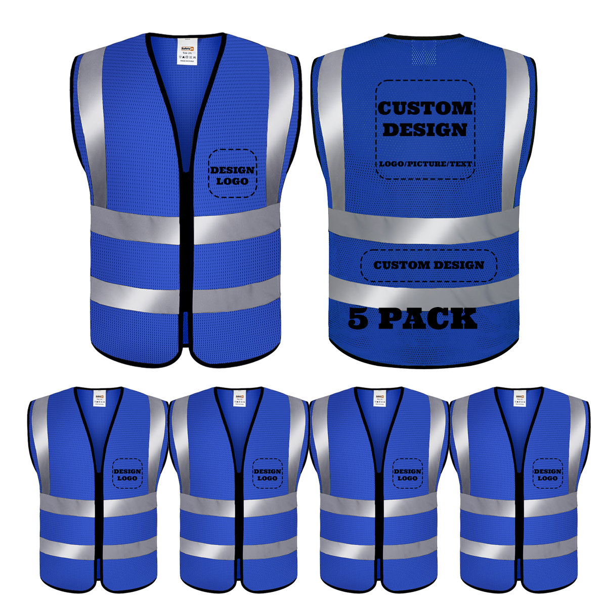 5 pack custom hi vis safety vest