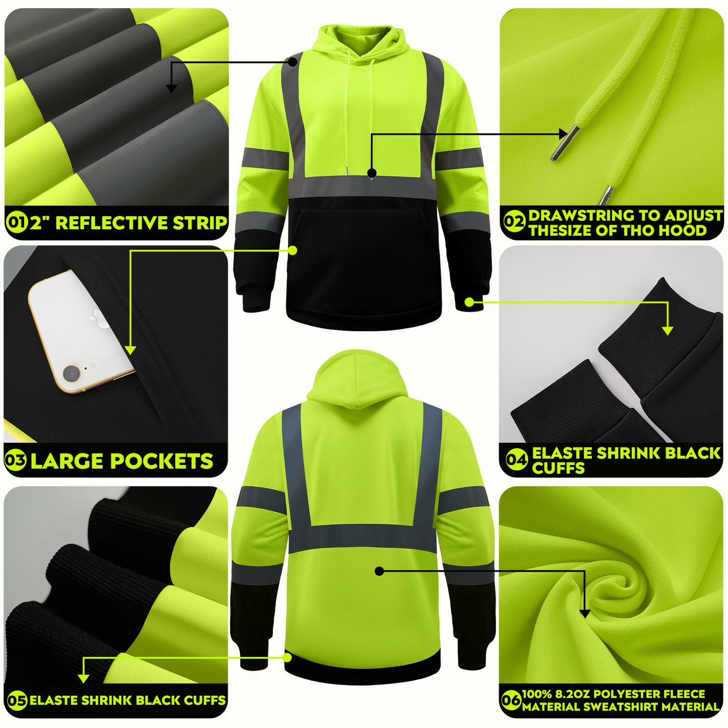 Hooded safety jackets with logo safety workwear worker jackets