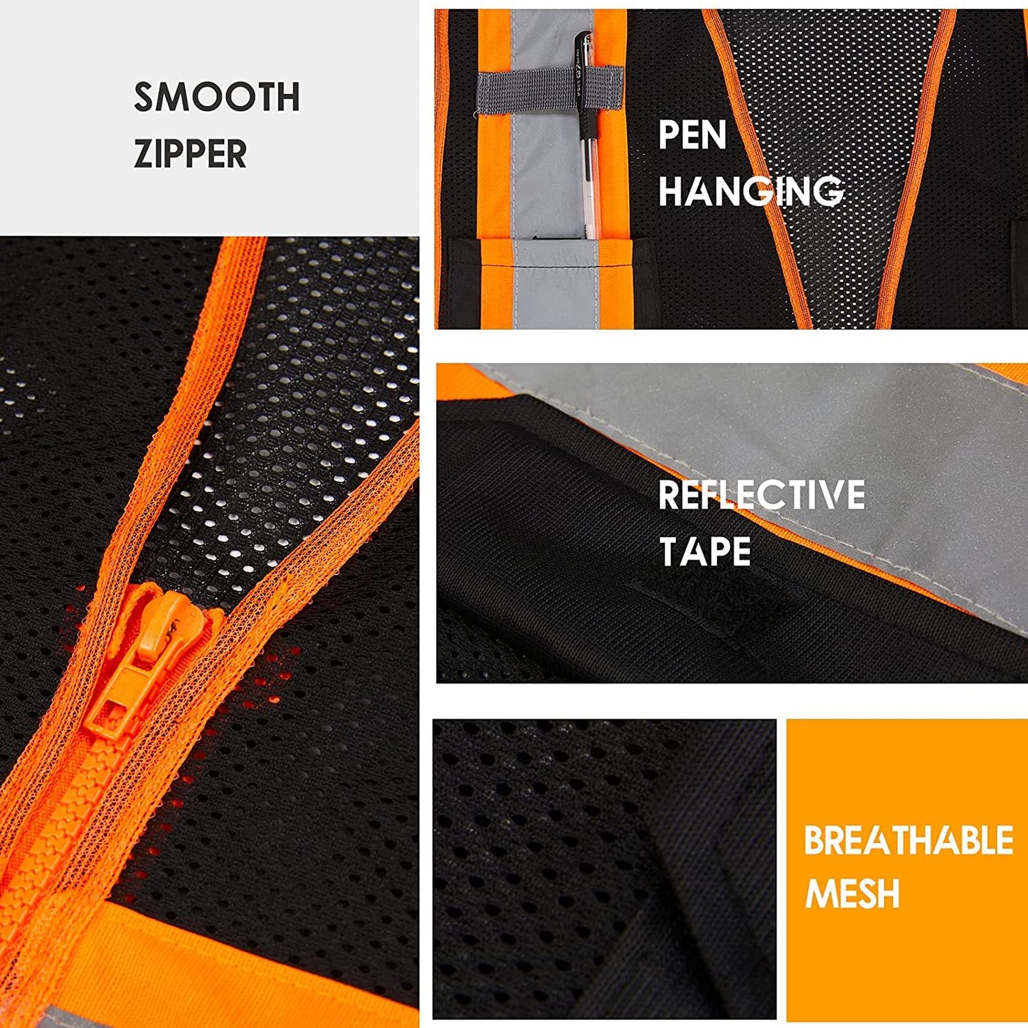 custom safety vest with zipper detail image