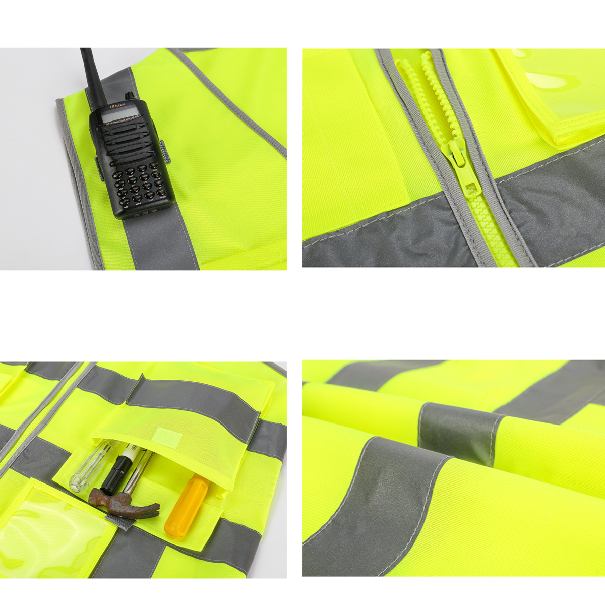 mic tape and big pocket of Custom safety vest