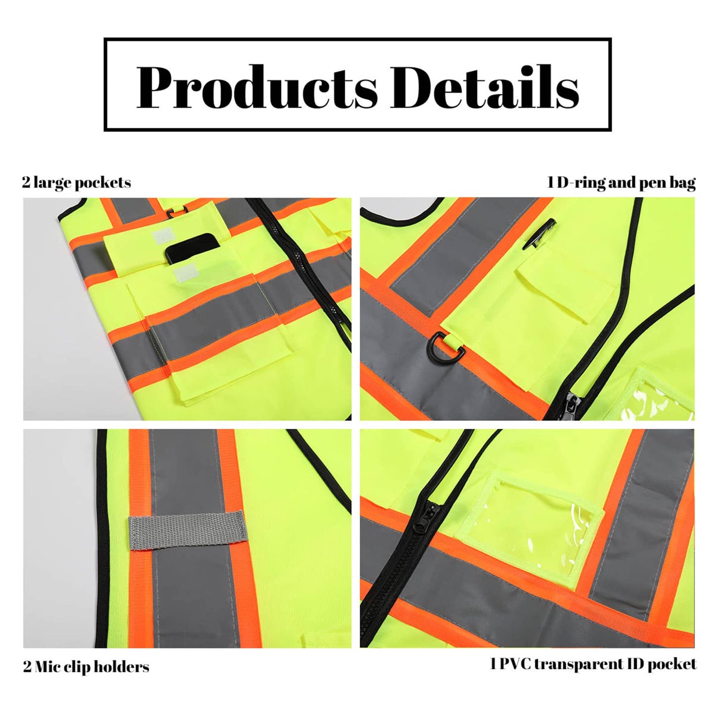 details show of hi vis reflective vest