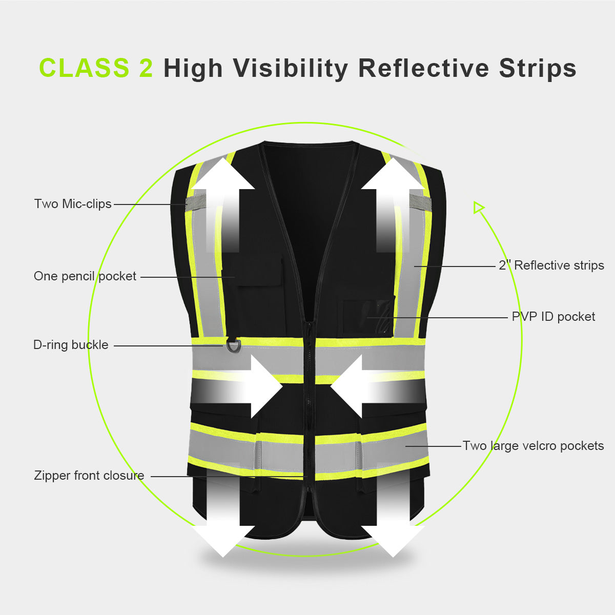 black safety vest with pockets