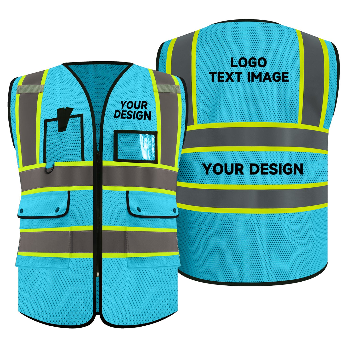blue safety vests with logo near me hi vis vest design construction vest with warehouse work vest logo