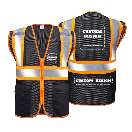 Custom Reflective Vest LOGO,Mesh High Visibility Safety Vest for Men & Women with Pockets and Zipper Class 2 Reflective Tape