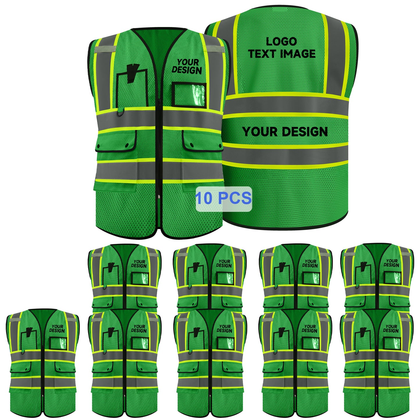 green safety vest custom logo for free printed high visibility vest custom construction safety vests
