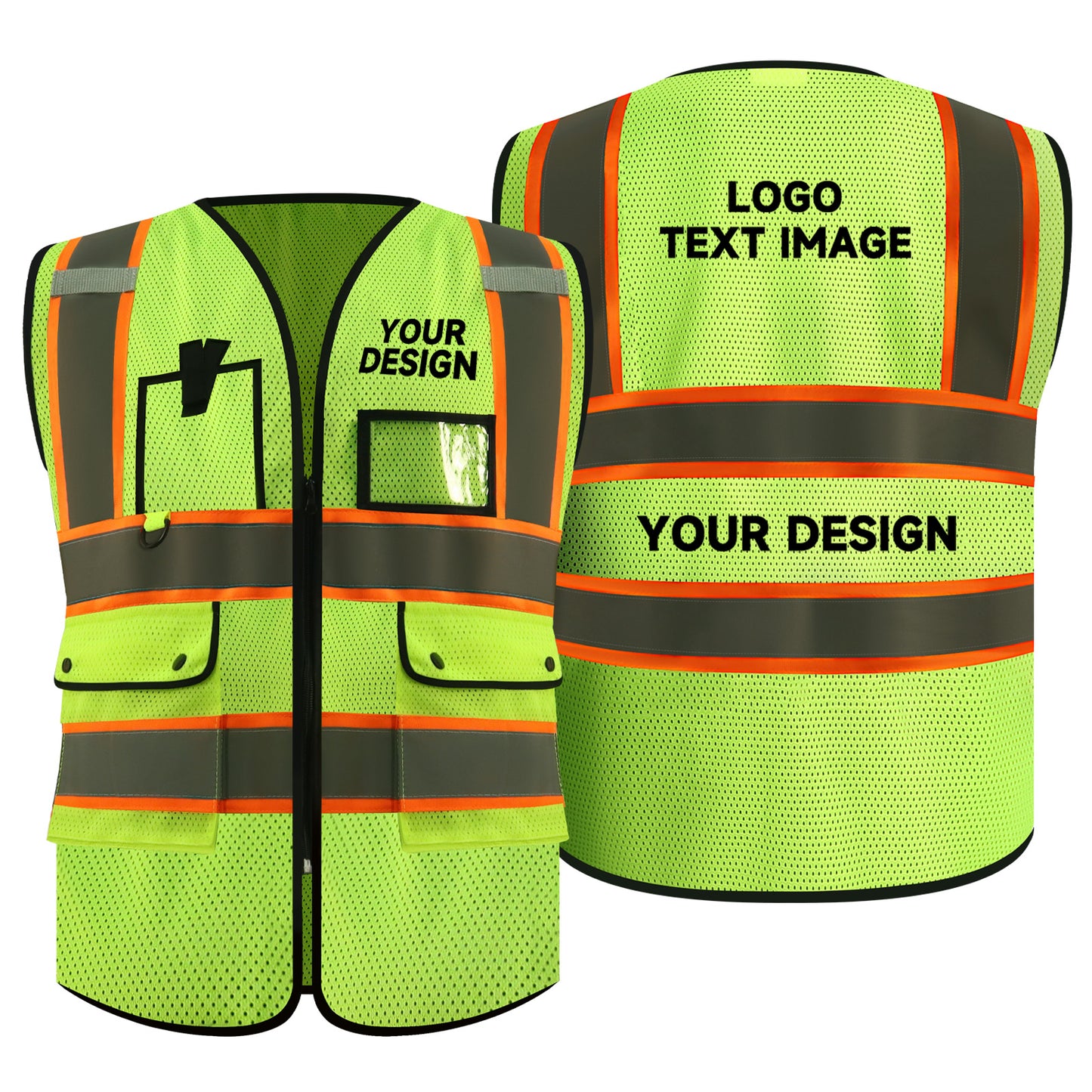 customized high visibility vests yellow vest for man woman custom safety vest with words logo image