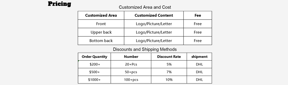 Free Customization and Shipment Fee