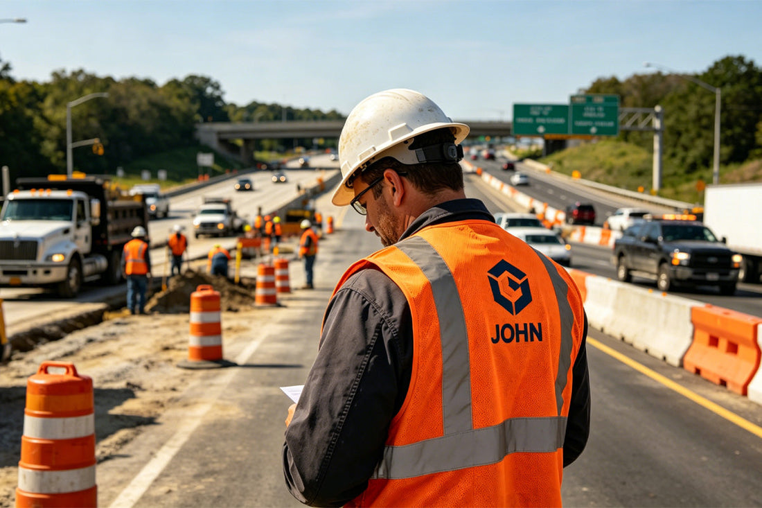 orange safety vest with logo