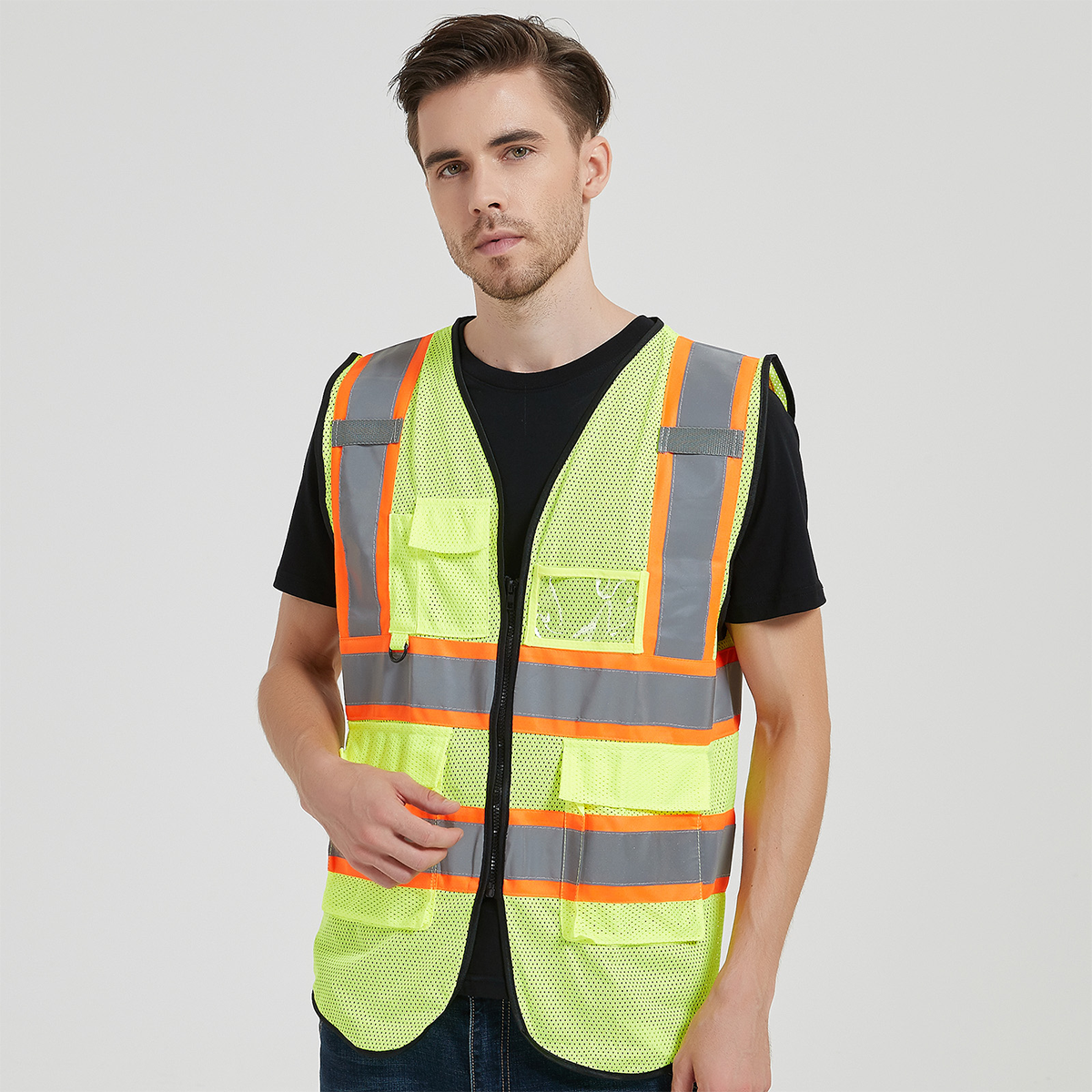 Outdoor workers wearing vests custom