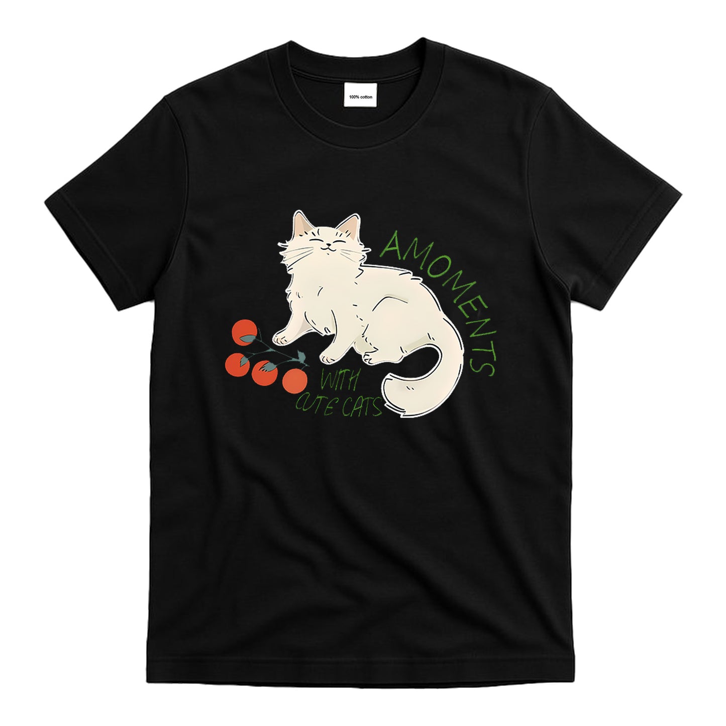 Adorable White Cat 'Moments With Cute Cats' Graphic Tee - Cozy Cat Lover T-Shirt