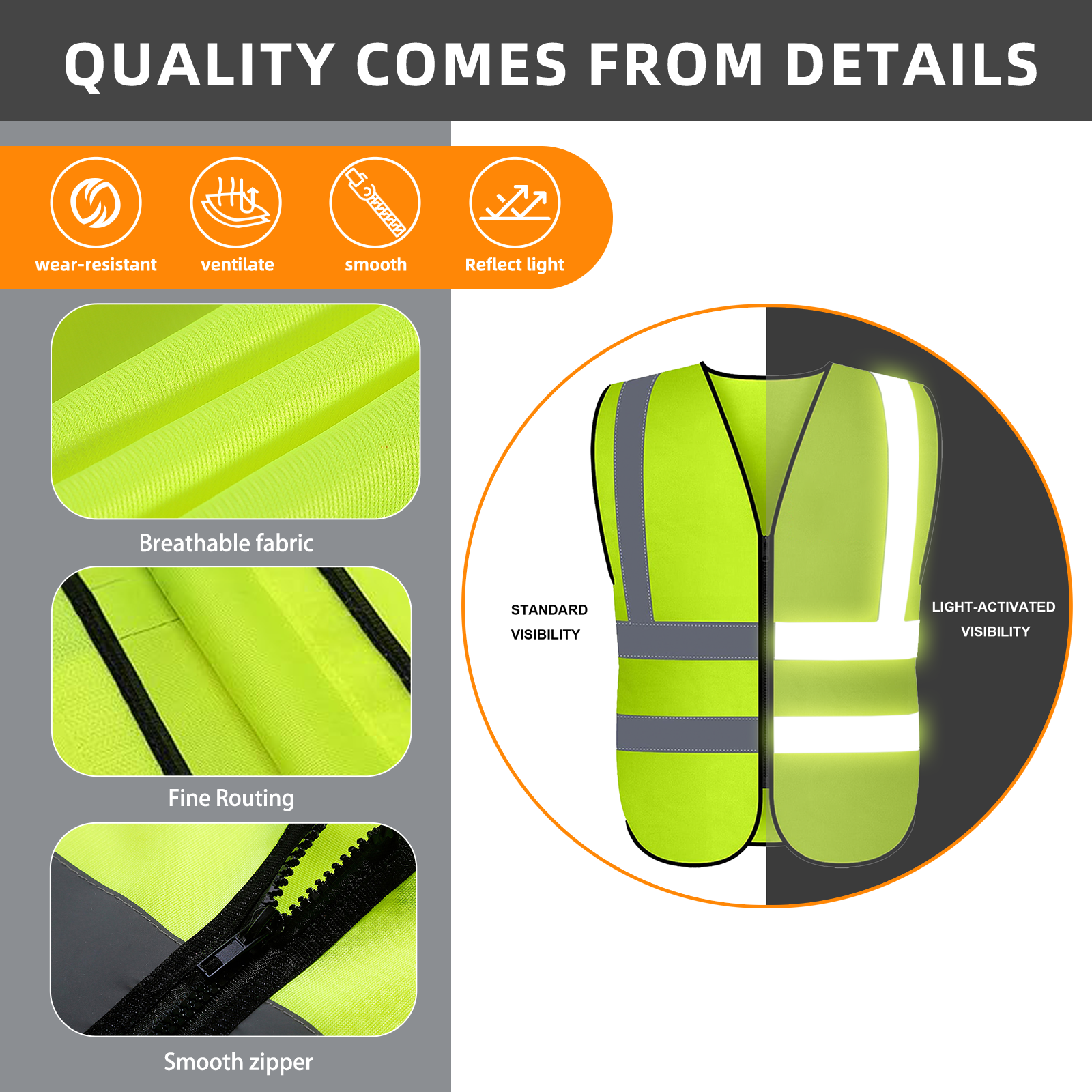 yellow safety vest detail