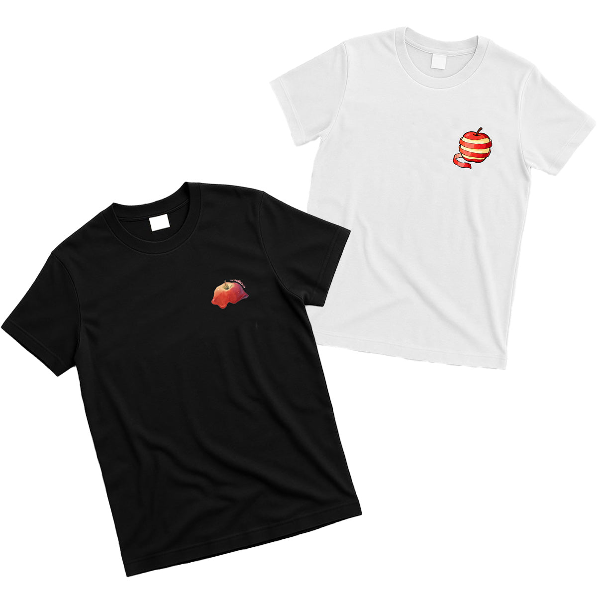 Creative Apple Graphic T-Shirt (Black & White) – Quirky Casual Short Sleeve Tee