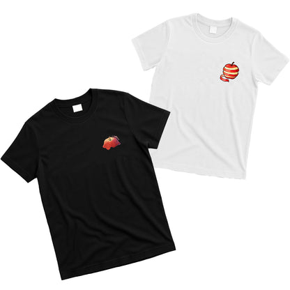 Creative Apple Graphic T-Shirt (Black & White) – Quirky Casual Short Sleeve Tee