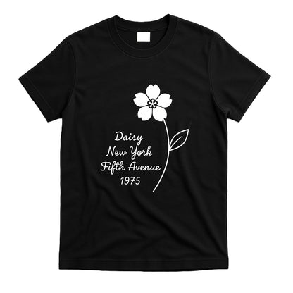 Camiseta gráfica vintage Daisy (blanco y negro) – Camiseta informal «HOME &amp; Flowers» de la Quinta Avenida de Nueva York