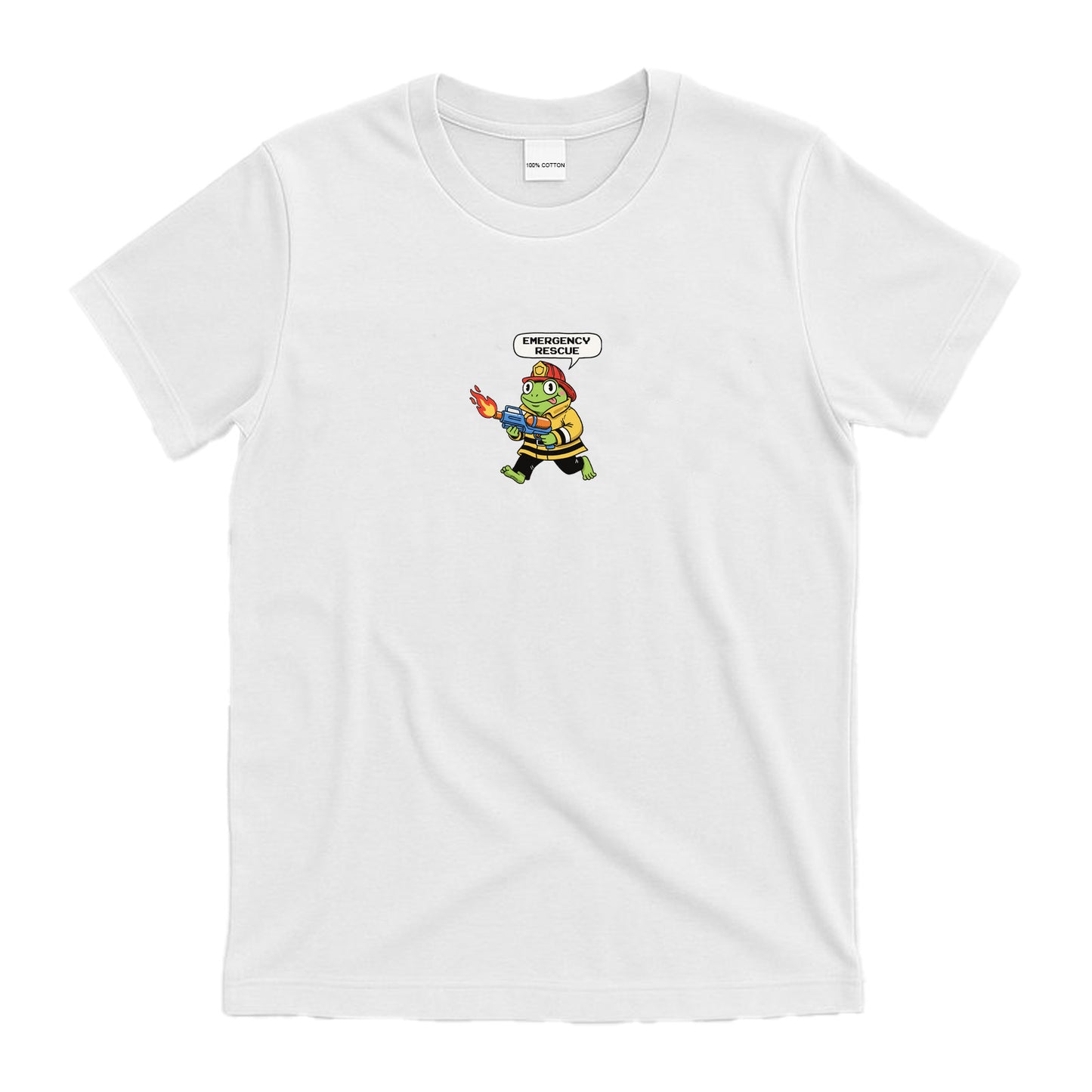 Lustiges T-Shirt mit Frosch-Feuerwehr- und Rettungsmotiv – Niedliches Freizeit-Shirt für jeden Tag
