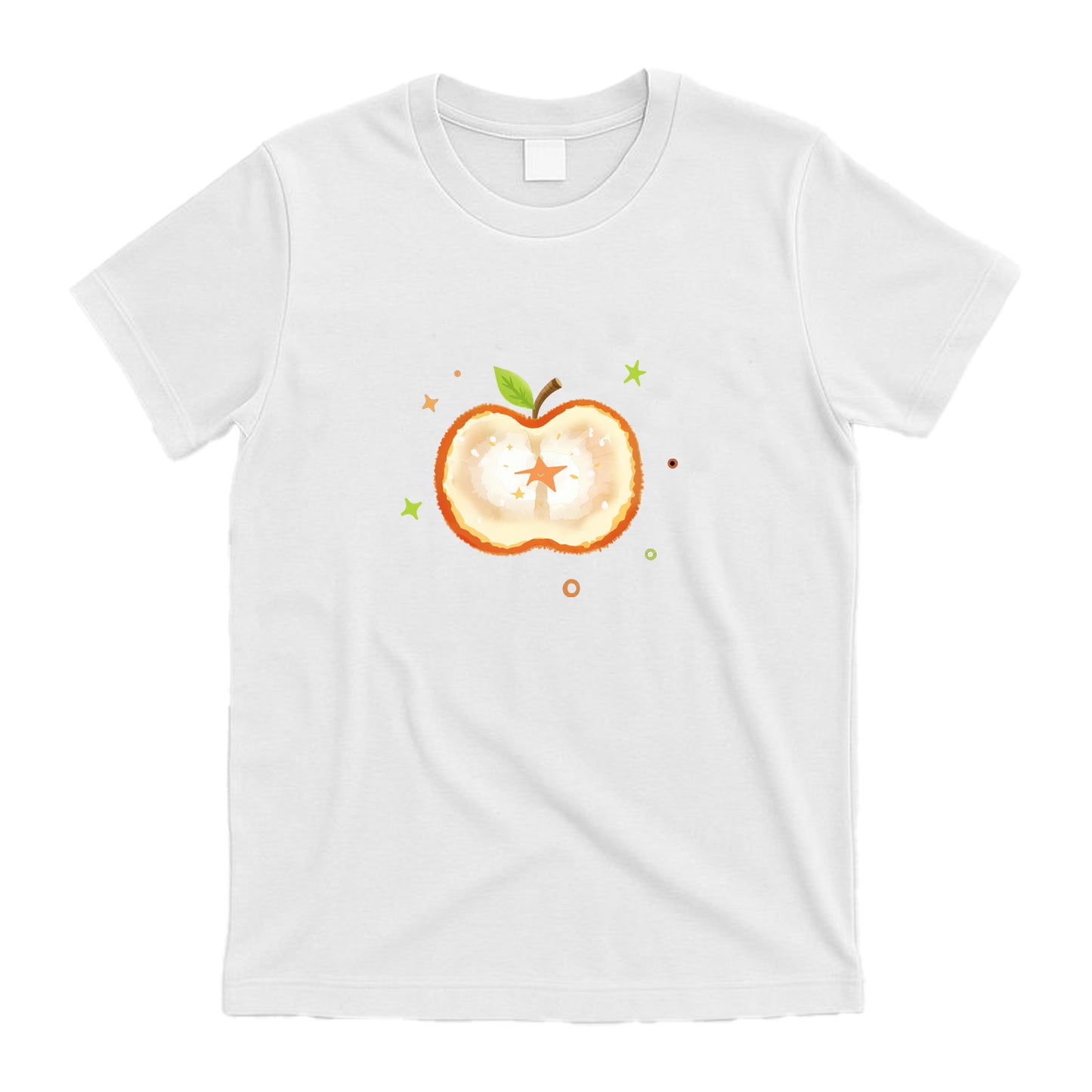 Camiseta gráfica de manzana con estrella incrustada (blanco y negro): camiseta informal de manga corta, artística y de ensueño