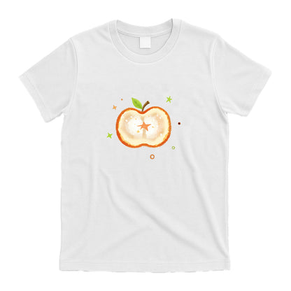 Camiseta gráfica de manzana con estrella incrustada (blanco y negro): camiseta informal de manga corta, artística y de ensueño