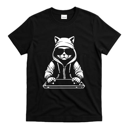 Swag DJ Cat Streetwear T-Shirt - Urban Hip Hop Hoodie Cat Graphic Tee 100% Cotton Shirt for Man Woman