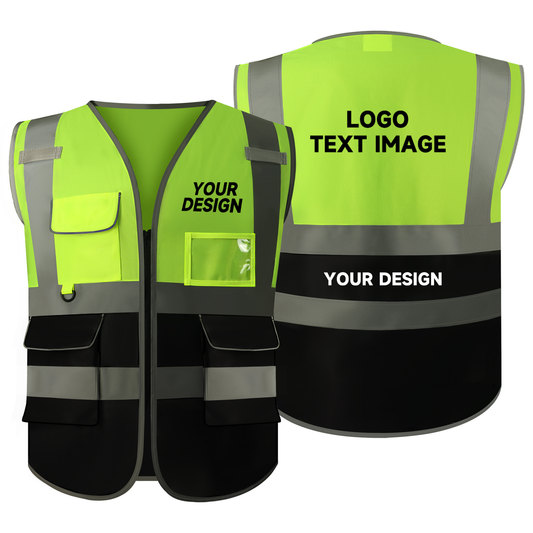 safety vest with logo custom construction vests with pockets zipper ansi/isea  high vest with logo print