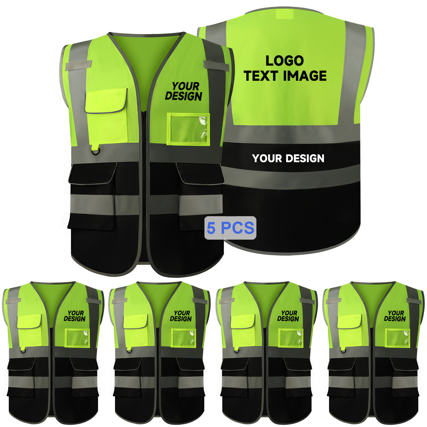 5 pieces safety vest custom logo for free safety vest personalized