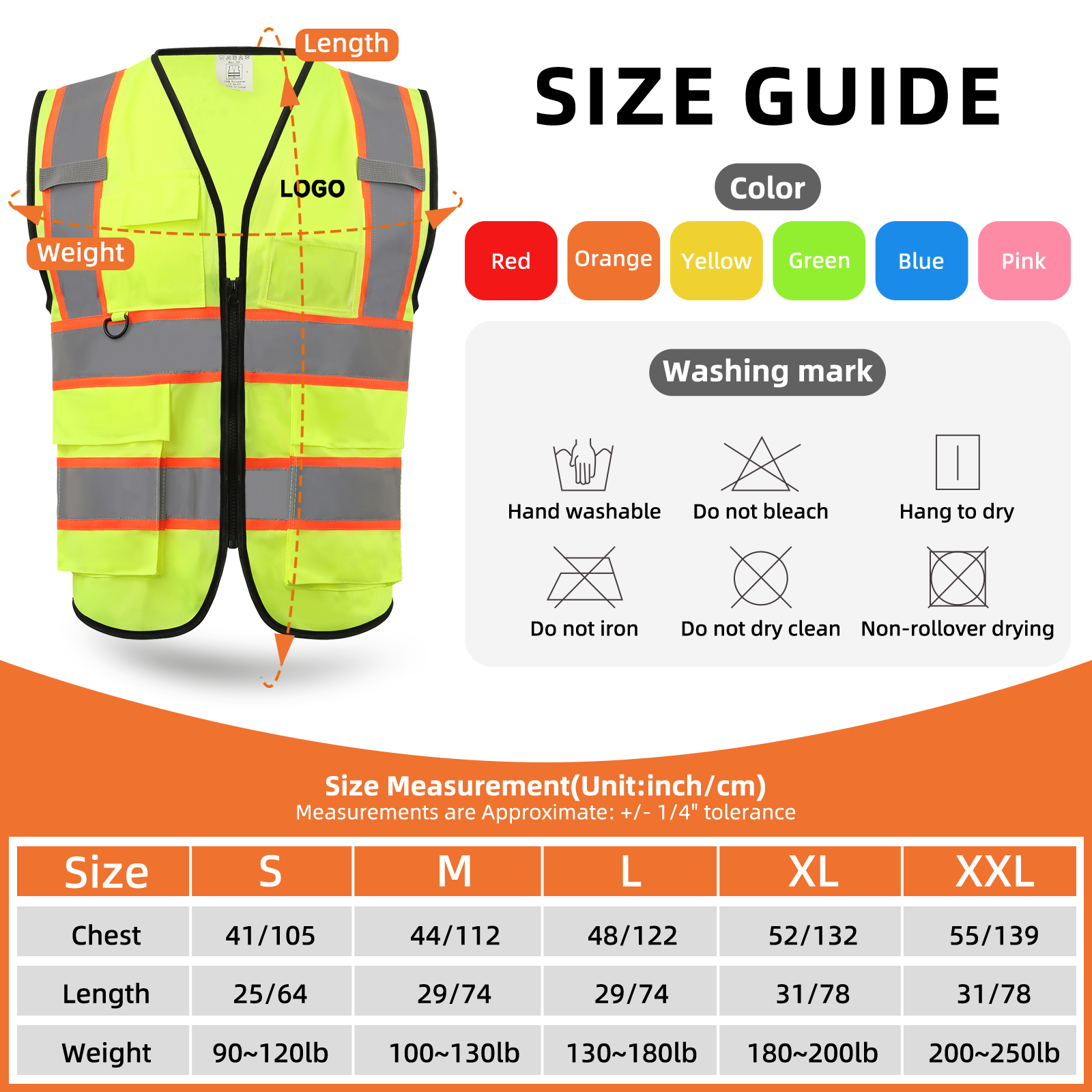 size  XXL  safety vest  custom