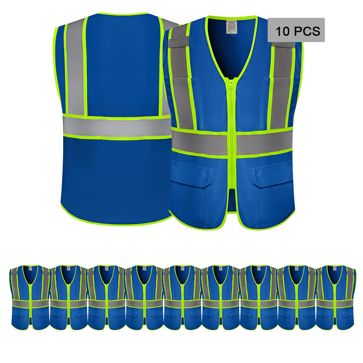 bluk blue hi vis vest custom