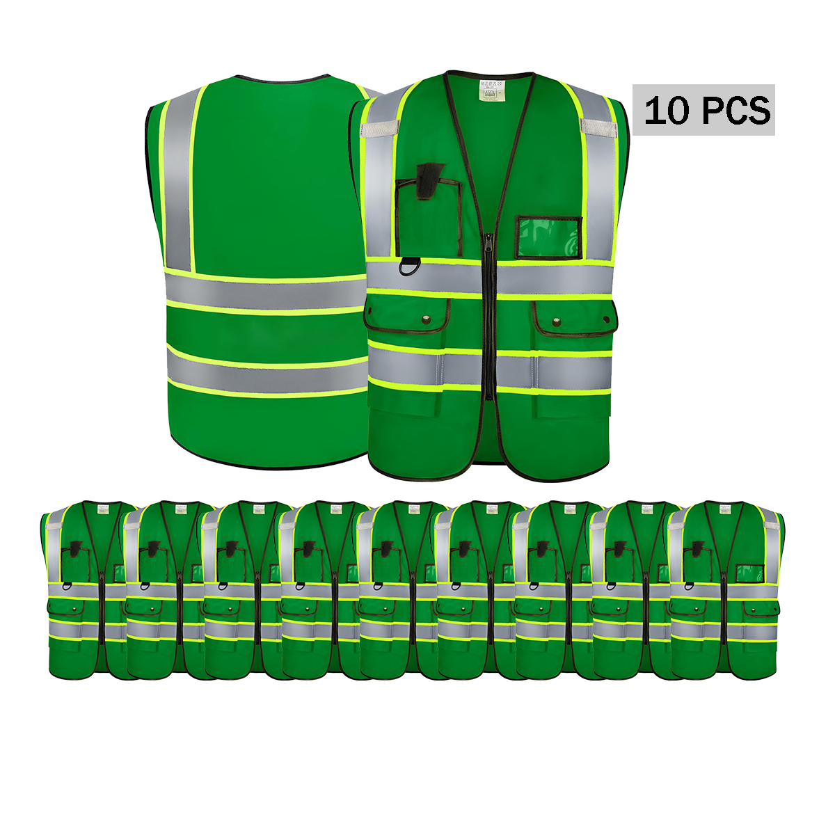 10 pcs green custom hi vi vest